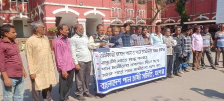 যশোরে ১০ দফা দাবিতে পান চাষিদের মিছিল-সমাবেশ ও স্মারকলিপি প্রদান