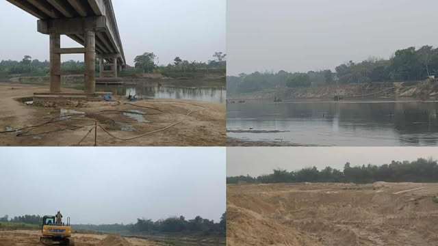 কুলাউড়ায় নদীর চর কেটে কোটি টাকার বালু বিক্রি লীজ গ্রহীতার