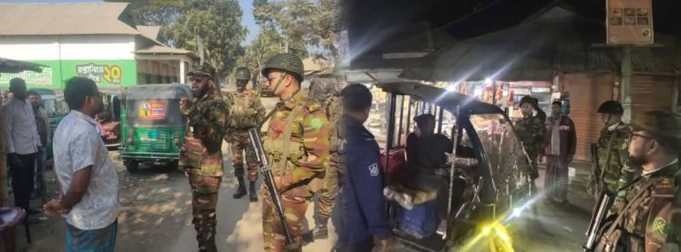 জাতীয় সংসদ নির্বাচন সামনে রেখে আটপাড়া জুড়ে সেনাবাহিনীর টহল জোরদার