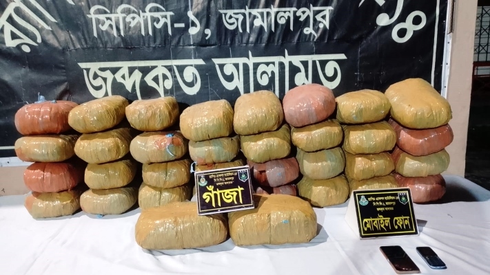 খাট খোলার পর চোখ কপালে! সরিষাবাড়ীতে ৬৯ কেজি গাঁজাসহ আলামিন গ্রেফতার