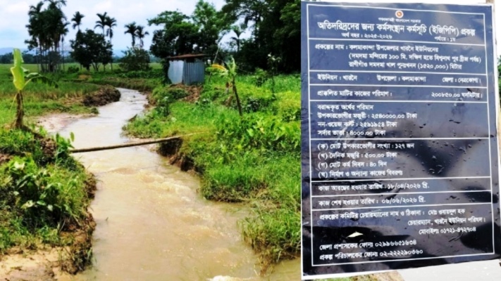 কাগজে শ্রমিক, প্রকল্পের শ্রমিক অন্য প্রকল্পে: কলমাকান্দায় খাল খননে অনিয়ম