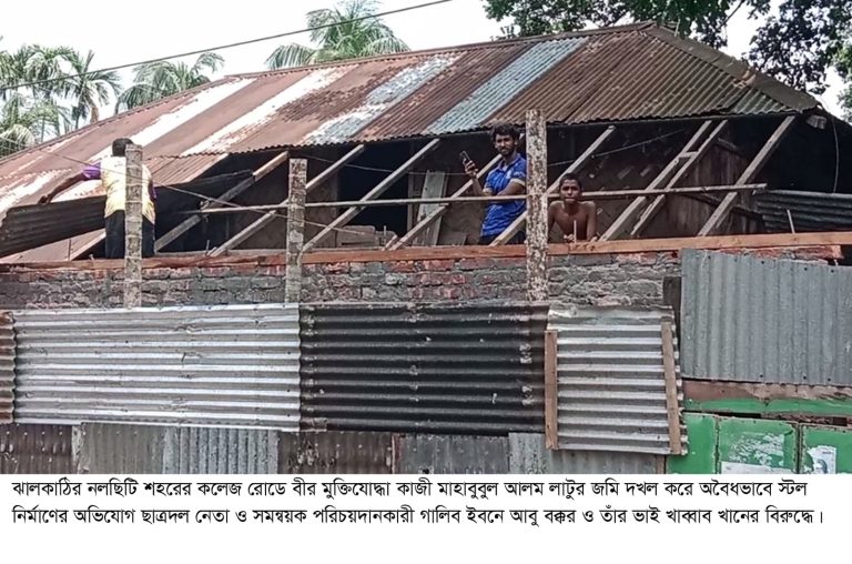 সমন্বয়ক পরিচয় দিয়ে বীরমুক্তিযোদ্ধার জমি দখল করে স্টল নির্মাণের অভিযোগ