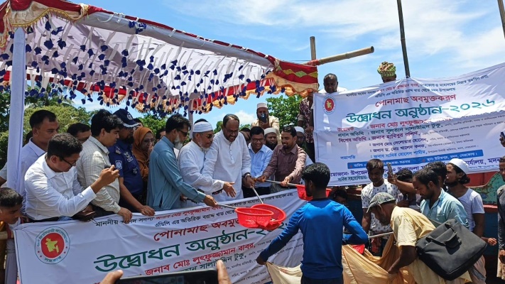 ‘মাছে-ভাতে বাঙালি’র ঐতিহ্য ফেরাতে নেত্রকোনার হাওরে পোনামাছ অবমুক্ত