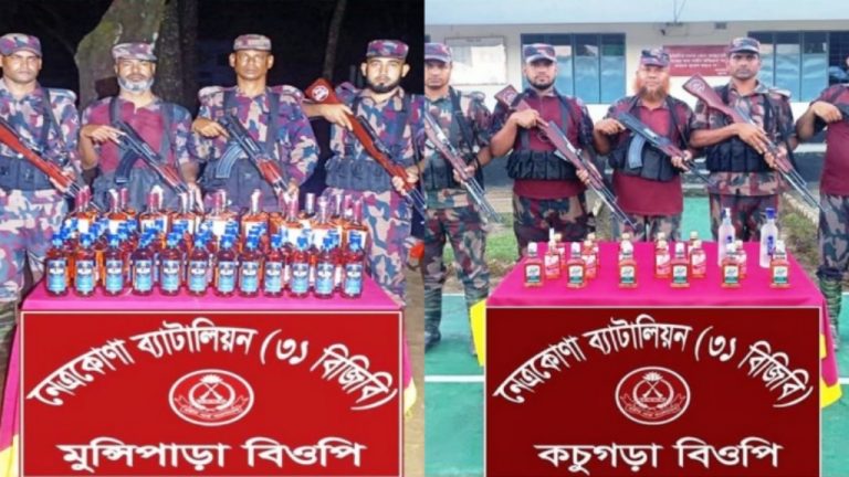 ৩১ বিজিবির পৃথক অভিযানে ভারতীয় মদ জব্দ, পাচারকারীরা পলাতক