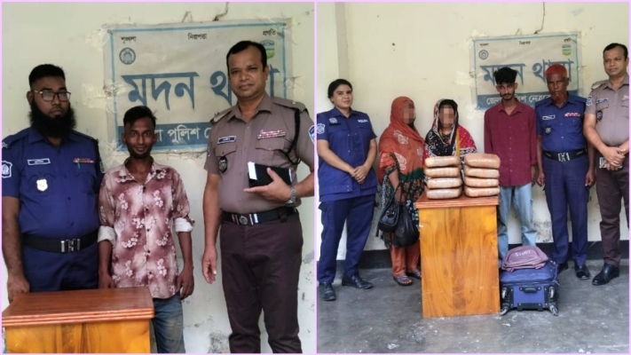 মদনে ২০ কেজি গাঁজাসহ ৩ কারবারি আটক, ভ্রাম্যমাণ আদালতে যুবকের সাজা