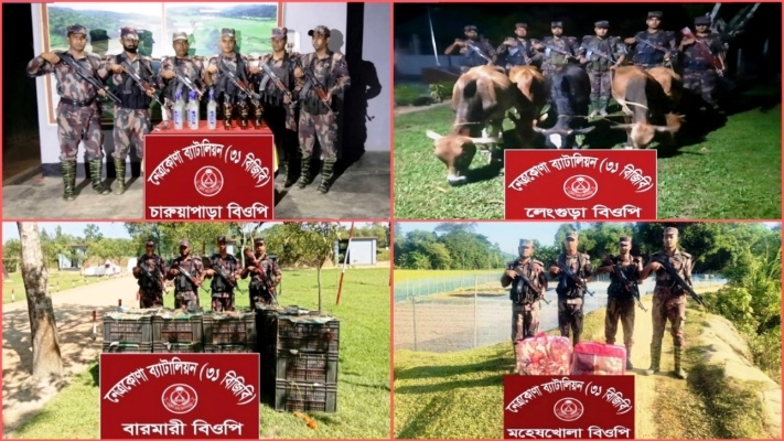 নেত্রকোনা সীমান্তে ৩১ বিজিবির টানা অভিযান, বিপুল ভারতীয় পণ্য উদ্ধার